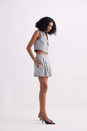 Cropped Cotton Tweed Vest in Grey from Reistor