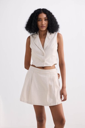 Cropped Cotton Tweed Vest in Cream from Reistor