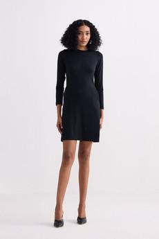 Long Sleeves Fitted Short Dress in Black via Reistor