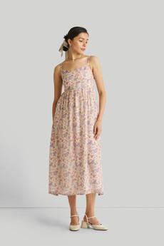 Strappy Gathered Floral Midi Dress via Reistor