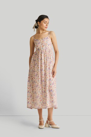 Strappy Gathered Floral Midi Dress from Reistor