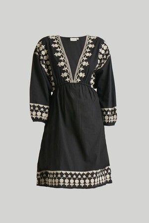 Deep V Embroidered Dress in Black from Reistor