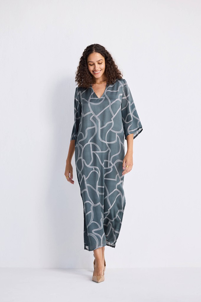 Maxi Dress with Side Slits in Abstract Stripes from Reistor