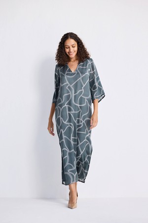 Maxi Dress with Side Slits in Abstract Stripes from Reistor