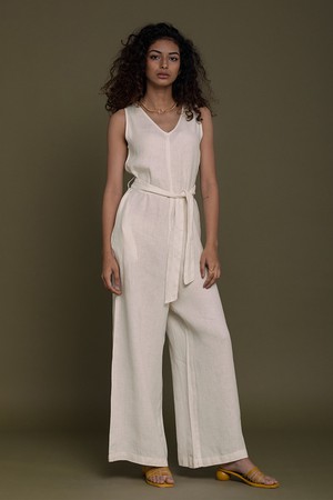 Breakfast in Bed Jumpsuit in Off-white from Reistor