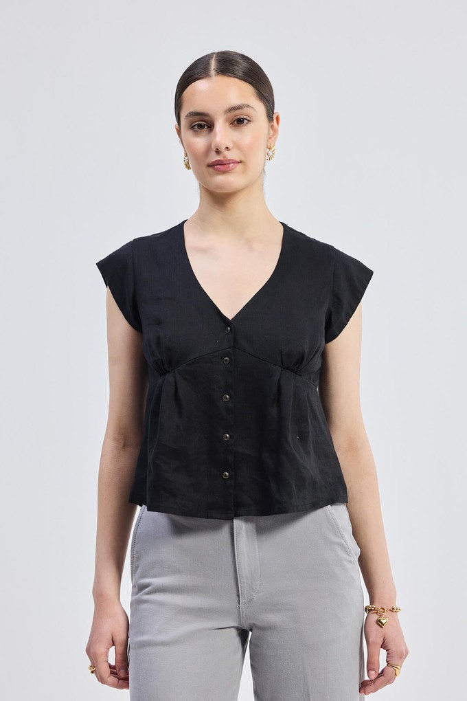 Deep V-neck short top in Black from Reistor