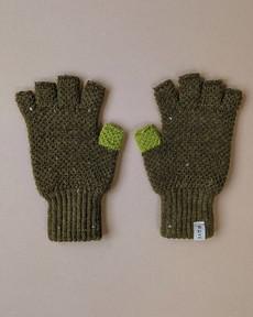 British Wool Fingerless Gloves | Khaki Nepp via ROVE