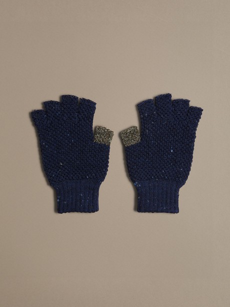 Mens fingerless Scottish Lambswool gloves. Choose from navy blue, black,  grey or brown - The Croft House