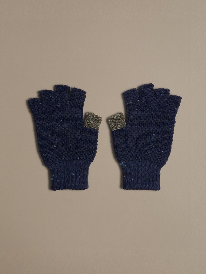 Evolution Knitwear Wool Knit Fingerless Gloves for Men - Made in