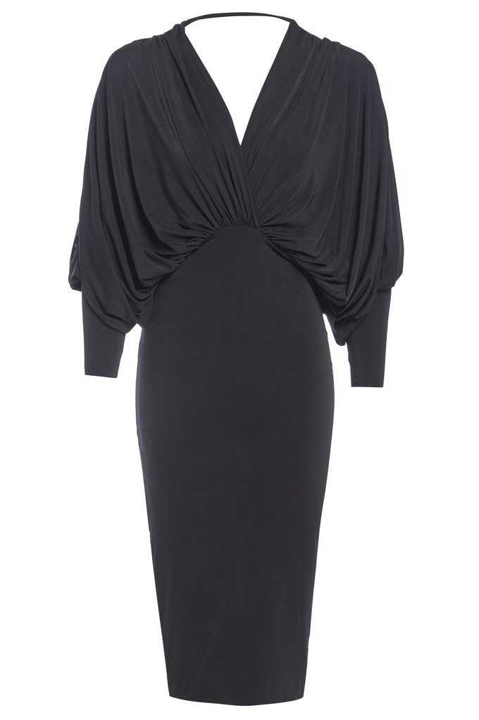 Black Batwing Sleeve Dress from Sarvin