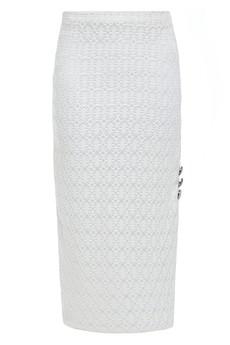 White Lace Bodycon Skirt via Sarvin