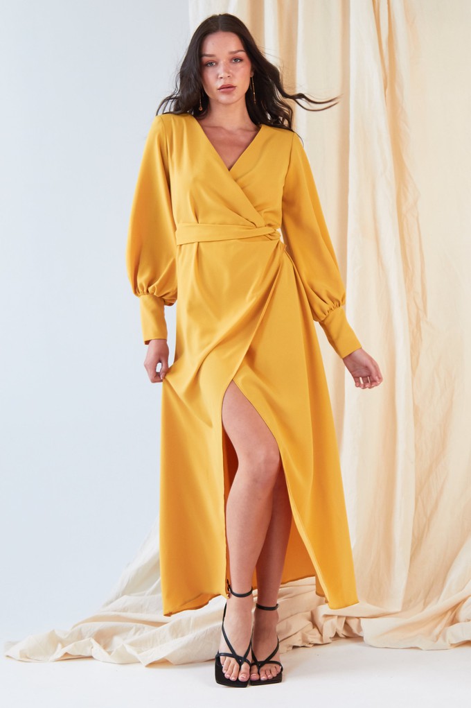 Mustard Wrap Dress from Sarvin