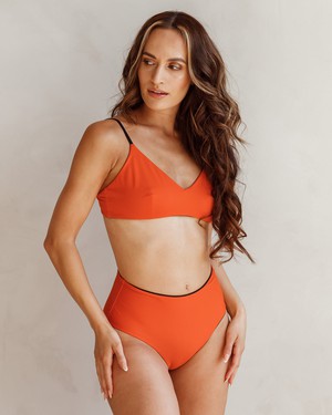 Bikini Top - Jasmine Black/Orange from Savara Intimates