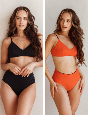 Bikini Top - Jasmine Black/Orange from Savara Intimates