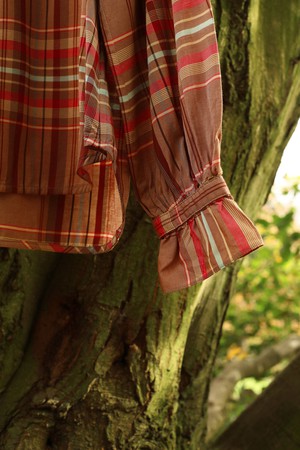 Limited Edition Marie Gather Neck A-Line Blouse, Pink Check Deadstock Cloth from Saywood.