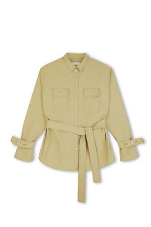 Zadie Boyfriend Shirt, Olive Khaki from Saywood.