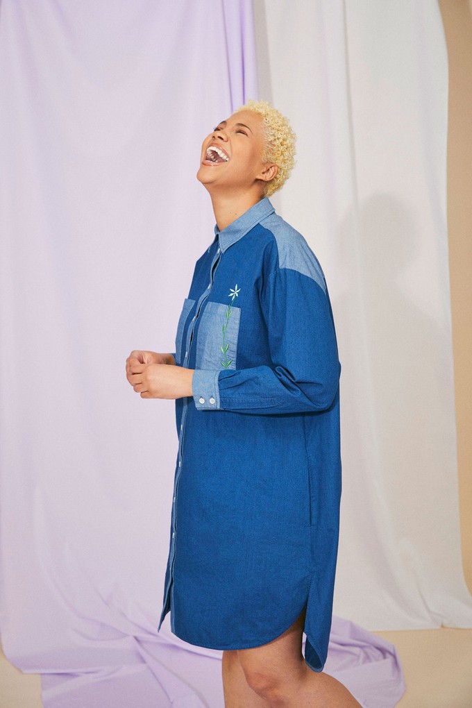 Etta Oversized Shirtdress, Japanese Denim Cotton from Saywood.