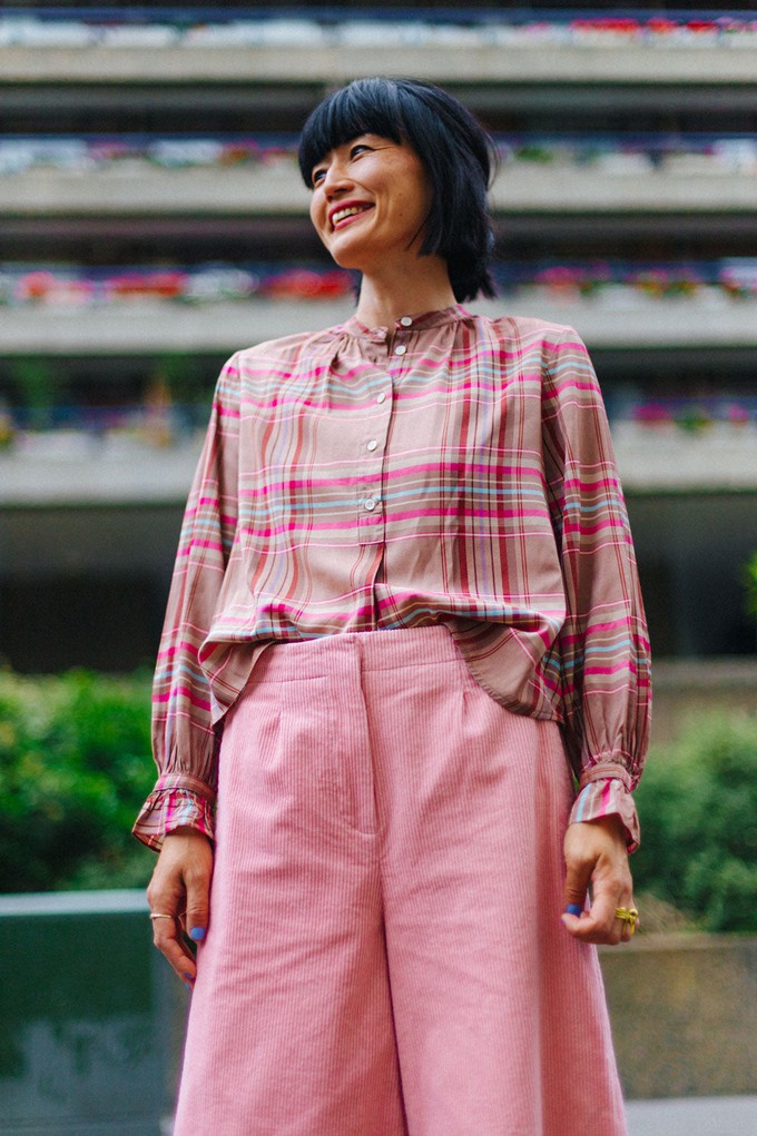 Limited Edition Marie Gather Neck A-Line Blouse, Pink Check Deadstock Cloth from Saywood.