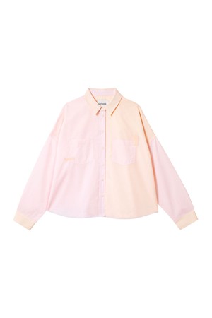 Lela Colourblock Shirt, Pastel Pink/ Orange Cotton from Saywood.