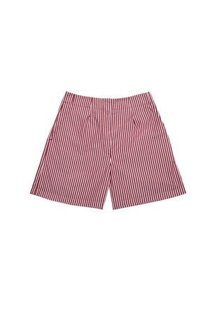 Bessie A-Line Shorts, Berry Red Stripe from Saywood.