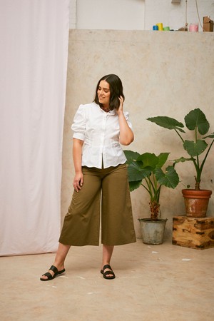 Joni Puff Sleeve Blouse, White Cotton Bamboo from Saywood.