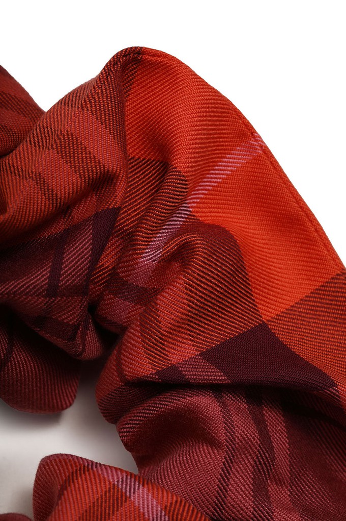 Tartan Scrunchie, Pink Merlot Check Lyocell & Cotton from Saywood.