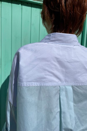 Lela Colourblock Shirt, Pastel Green/ Blue Cotton from Saywood.