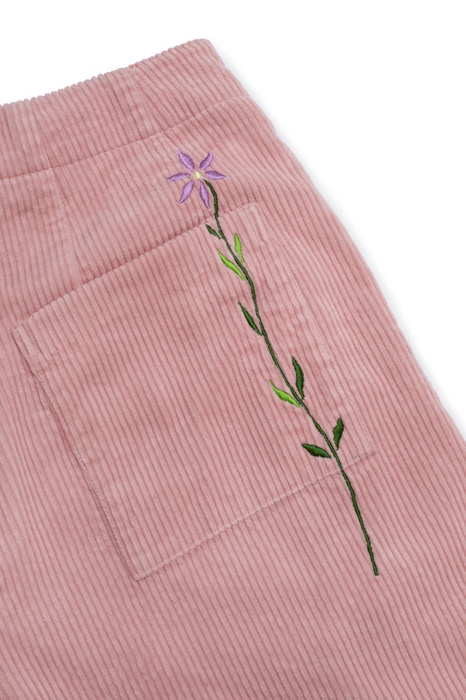 Amelia Wide Leg Culotte Trouser, Pink Corduroy Cotton from Saywood.