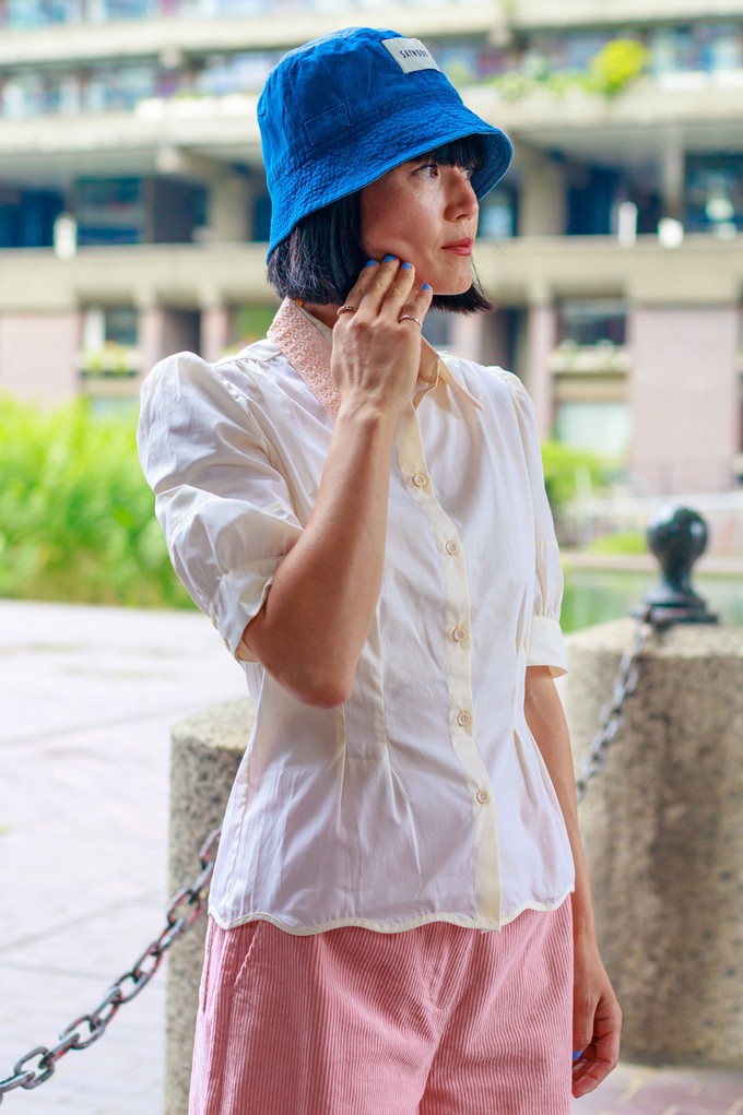 Joni Puff Sleeve Lace Collar Blouse, Yellow Cotton from Saywood.