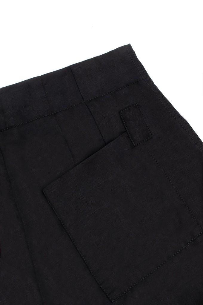 Amelia Wide Leg Culotte Trouser, Black Organic Cotton & Linen from Saywood.