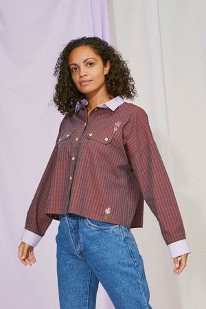 Jules Utility Shirt, Red Check Cotton from Saywood.