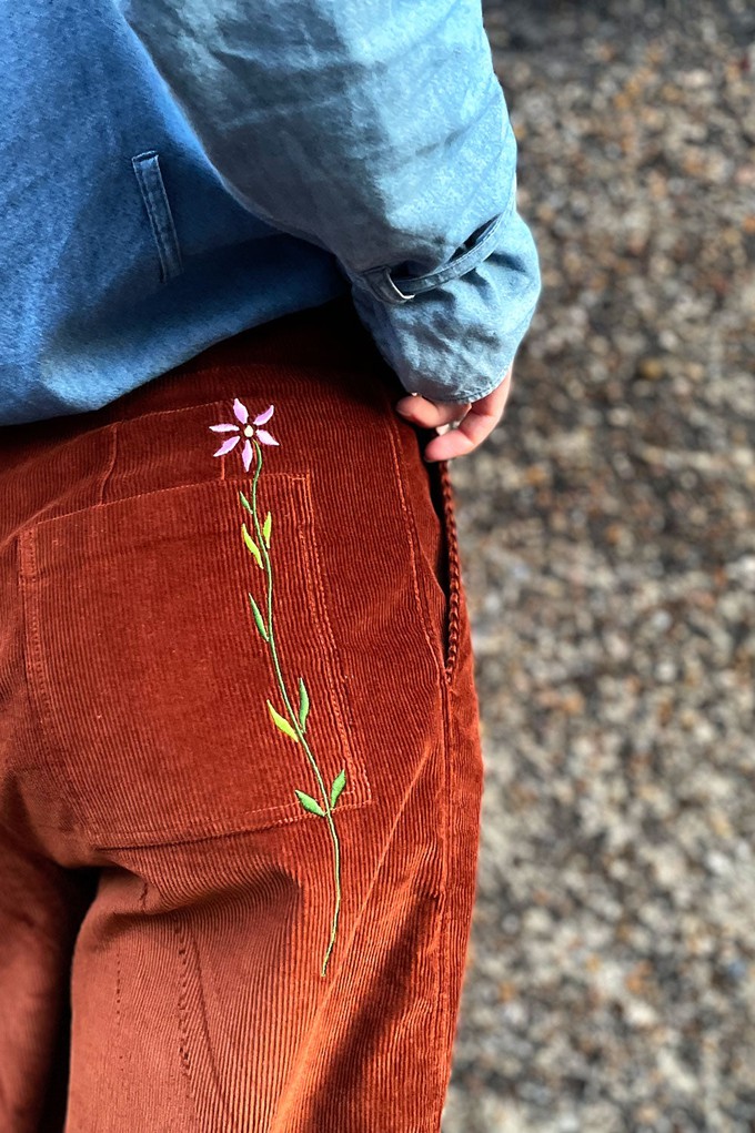 Amelia Full Length Wide Leg Trouser in Caramel Organic Cotton Corduroy from Saywood.