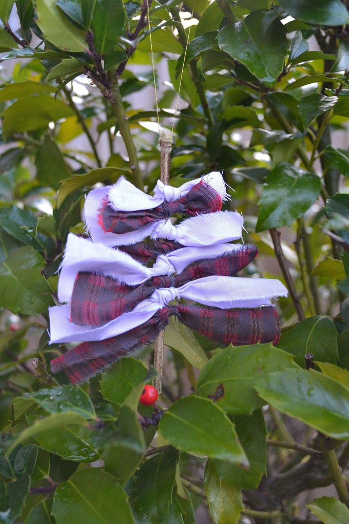 Sustainable Christmas Decorations (Pack of 3), Red Check / Lilac from Saywood.