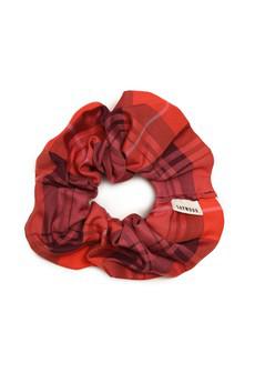 Tartan Scrunchie, Pink Merlot Check Lyocell & Cotton via Saywood.