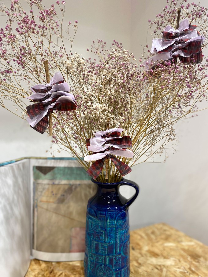 Sustainable Christmas Decorations (Pack of 3), Red Check / Lilac from Saywood.