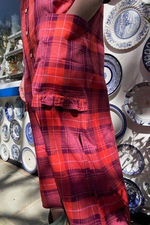 Rosa Puff Sleeve Shirtdress, Pink Coral Tartan Check from Saywood.