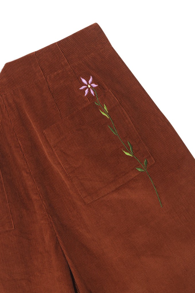 Amelia Full Length Wide Leg Trouser in Caramel Organic Cotton Corduroy from Saywood.