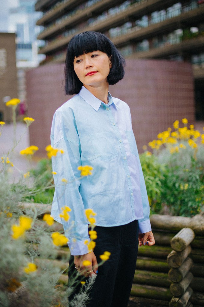 Lela Colourblock Shirt, Pastel Green/ Blue Cotton from Saywood.