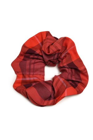 Tartan Scrunchie, Pink Merlot Check Lyocell & Cotton from Saywood.