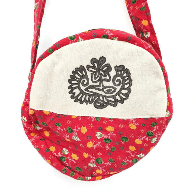 Round sari shoulder bag from Shakti.ism