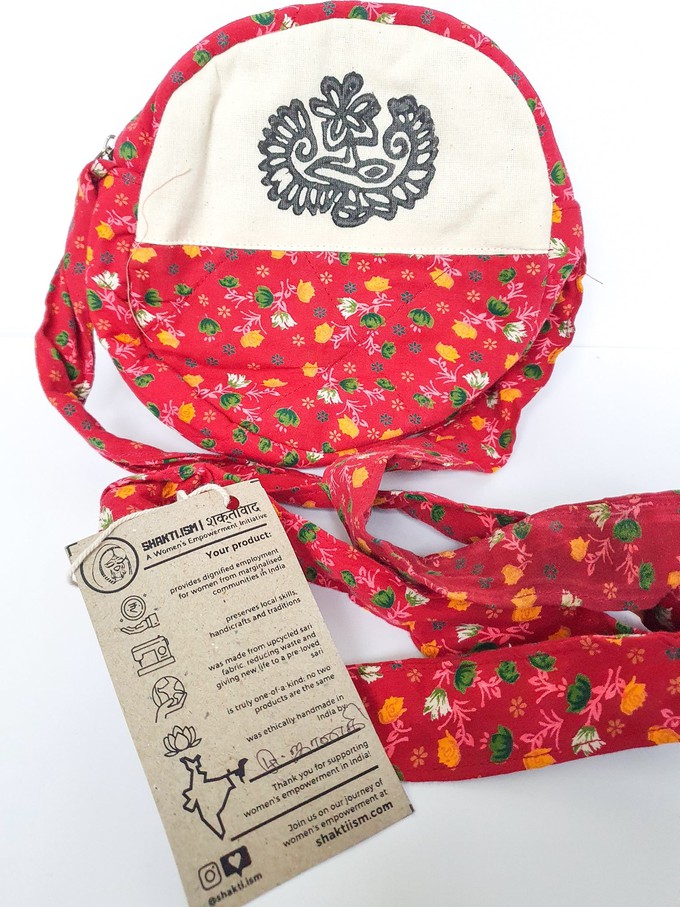 Round sari shoulder bag from Shakti.ism