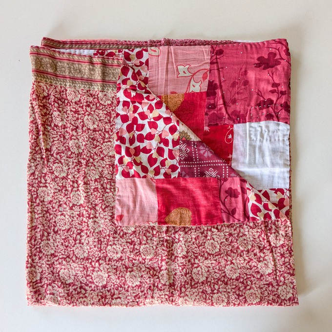 Reversible sari patchwork throw blanket from Shakti.ism