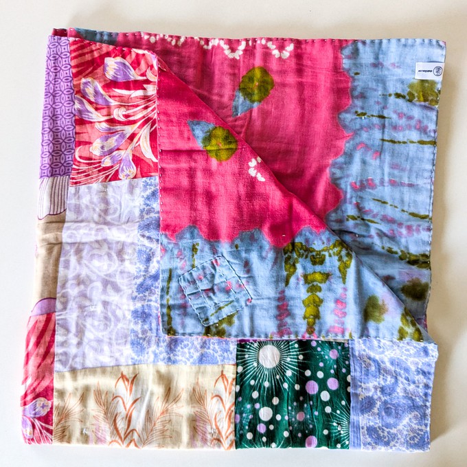 Reversible sari patchwork throw blanket from Shakti.ism