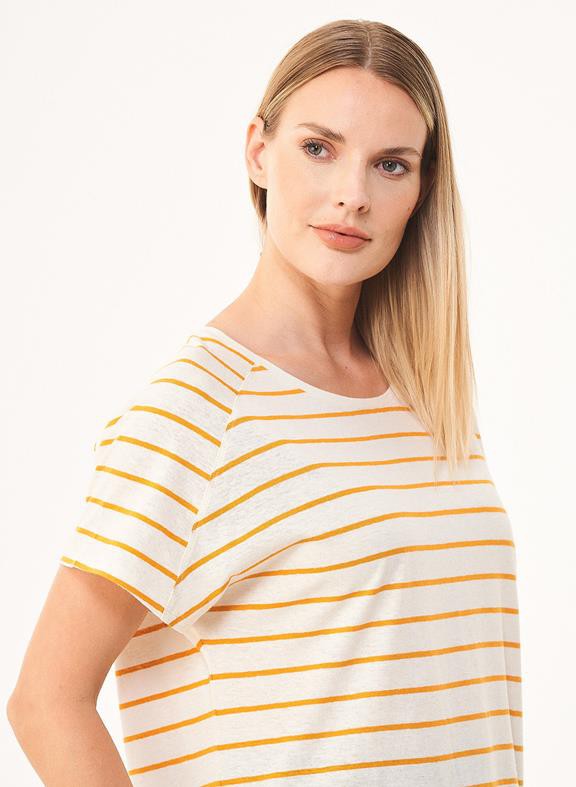 Striped T-Shirt White Orange from Shop Like You Give a Damn