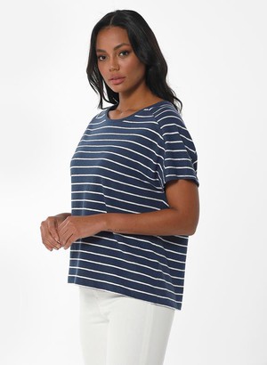 Striped T-Shirt Navy Off White from Shop Like You Give a Damn