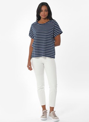 Striped T-Shirt Navy Off White from Shop Like You Give a Damn