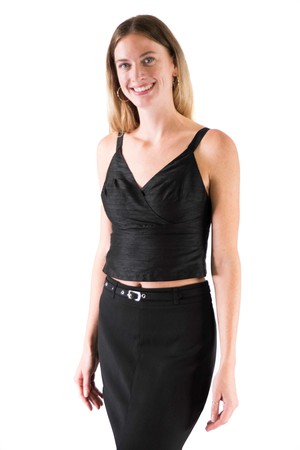 Anna - top made of sustainable dupion silk (black) from Silk Appeal