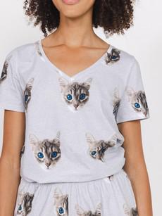 Ollie Cat T-shirt v-neck Women via SNURK