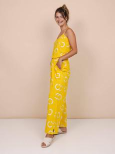 Smiles Yellow Strap Top and Wide Pants set Women via SNURK