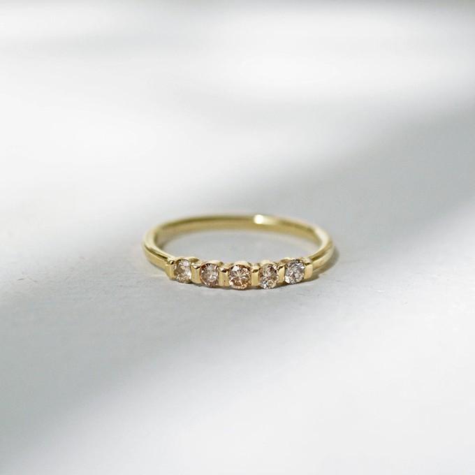 Champagne diamond ring - Gold 14k & Diamonds from Solitude the Label